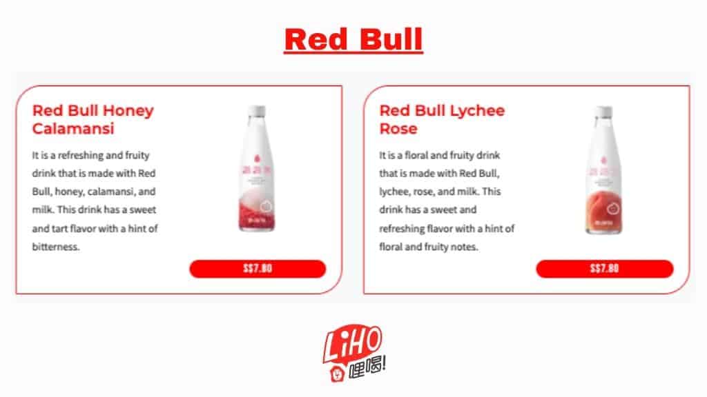 Liho Prices - Red Bull Drinks